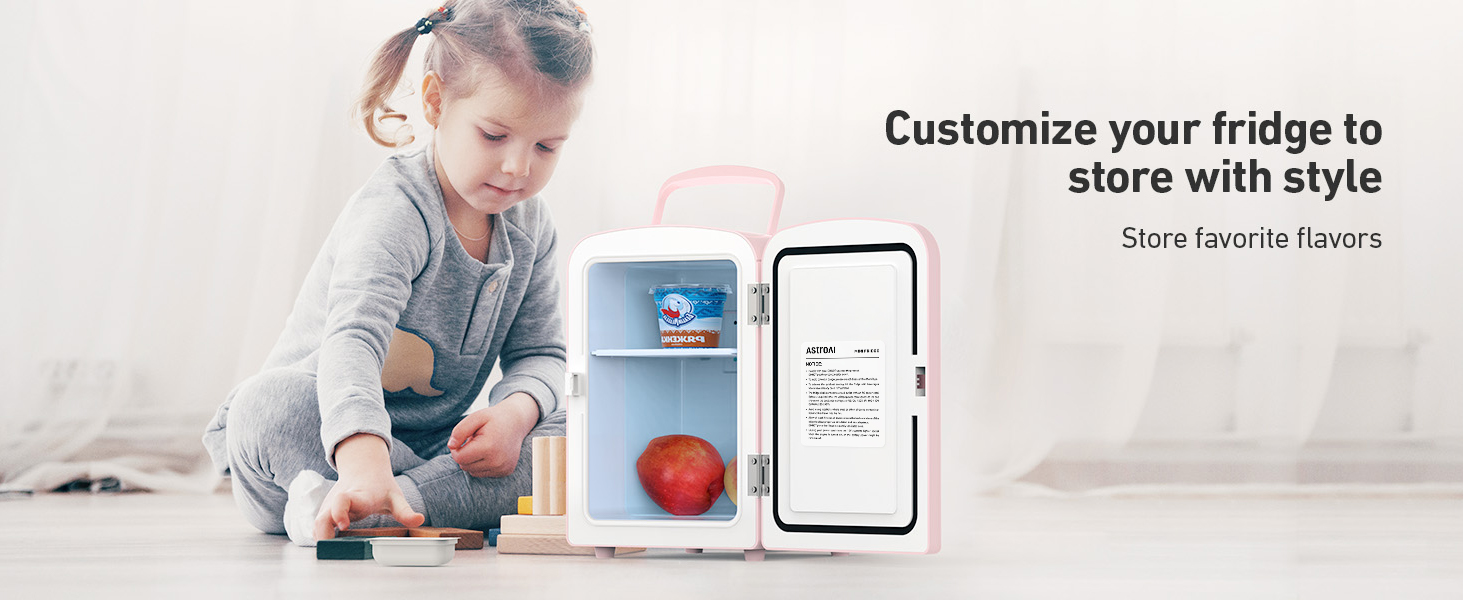 AstroAI 4 Liter/6 Can Portable Mini Fridge, Small Refrigerator,Mini