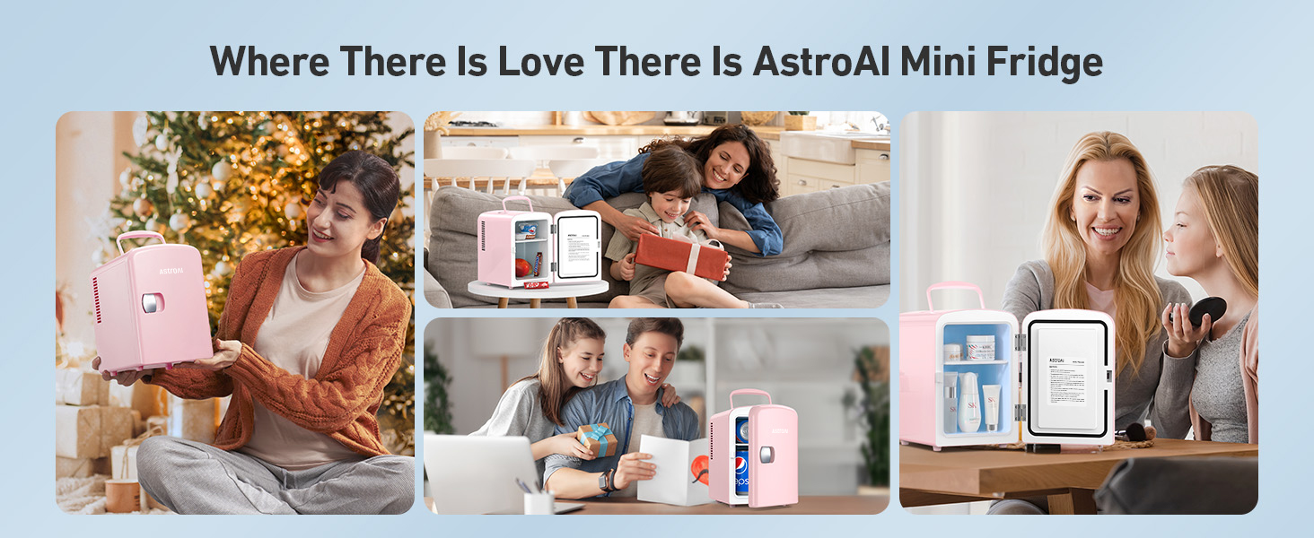 AstroAI 4 Liter/6 Can Portable Mini Fridge, Small Refrigerator,Mini