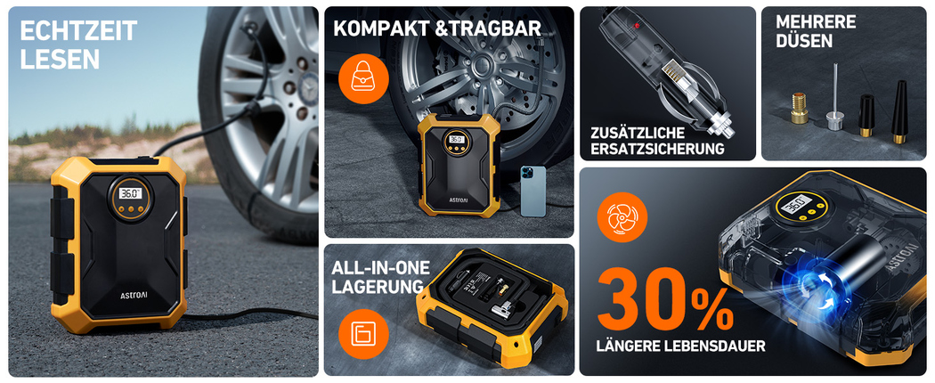 AstroAI Luftkompressor Kompressor 12V DC 100PSI