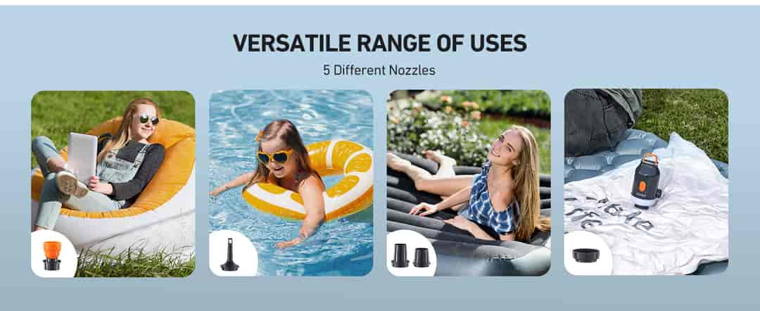 AstroAI Mini Air Pump for Inflatable, Air Mattress Pump with Rechargeable 3000mAh Battery to Inflate Deflate, Electric Air Pump (Gray)