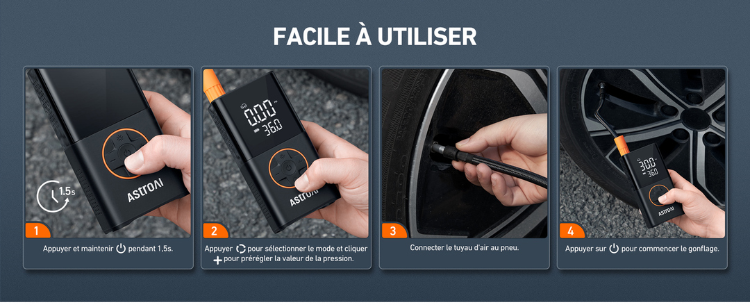 AstroAI L7 Gonfleur Pneus Voiture, Compresseur à Air Portatif, Compresseur Voiture 150PSI