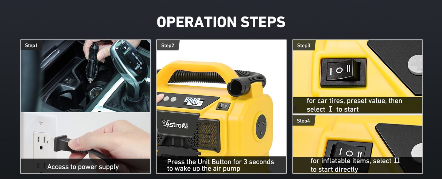 AstroAI 160 PSI 3 Power Supply Tire Inflator, Portable Cordless Car Tire Pump