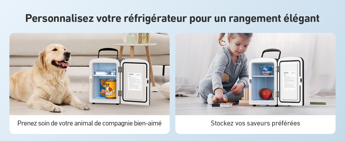 AstroAI Mini Frigo de Chambre, Mini Réfrigérateur Voiture Portatif 4L Noir