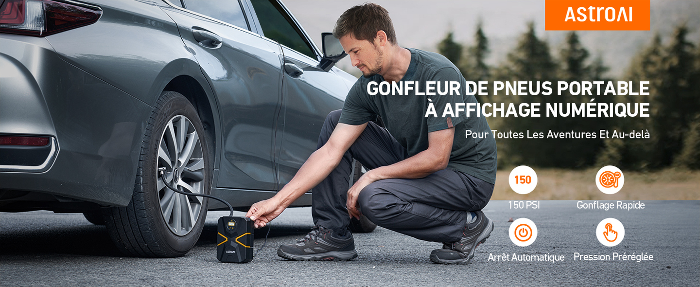 AstroAI Compresseur d'air électrique, Compresseur Voiture12v DC