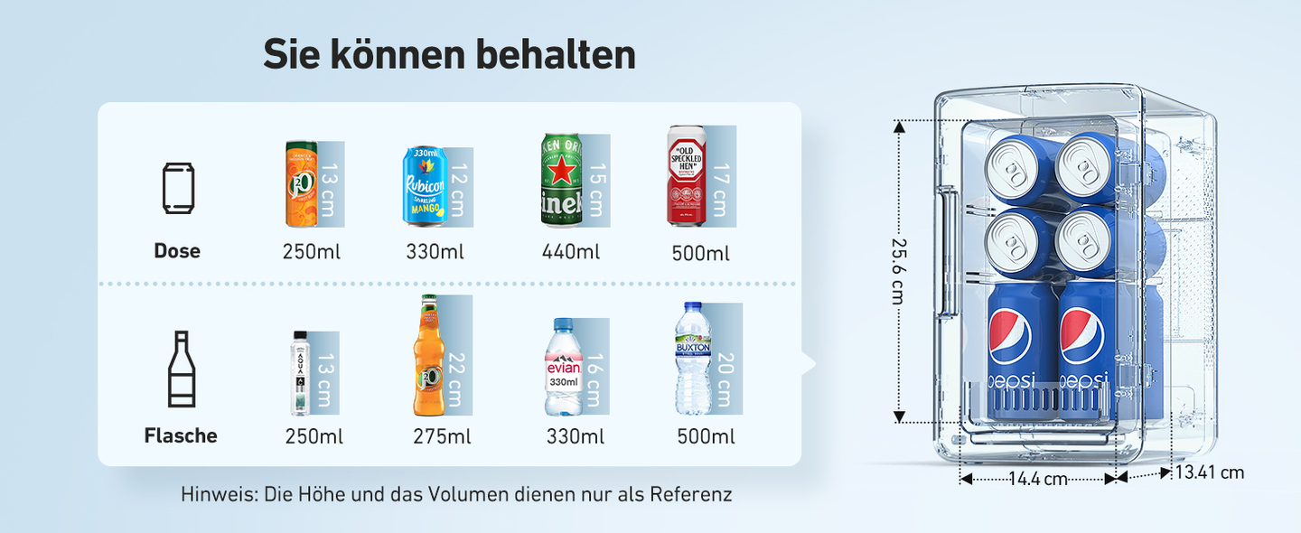 AstroAI Mini Kühlschrank, 6 Liter/ 8 Dosen Fridge mit Kühl- und Heizfunktion ‎Schwarz