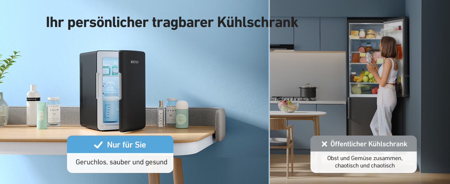 AstroAI Mini Kühlschrank, 6 Liter/ 8 Dosen Fridge mit Kühl- und Heizfunktion ‎Schwarz