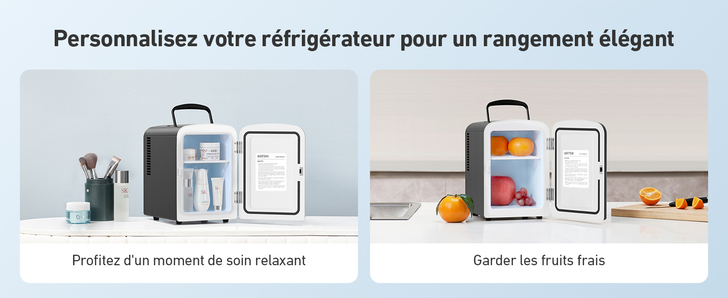 AstroAI Mini Frigo de Chambre, Mini Réfrigérateur Voiture Portatif 4L Noir