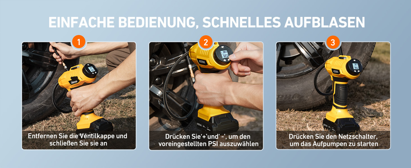 AstroAI 160PSI Luftkompressor mit 20V Akku & 12V Auto-Netzteil