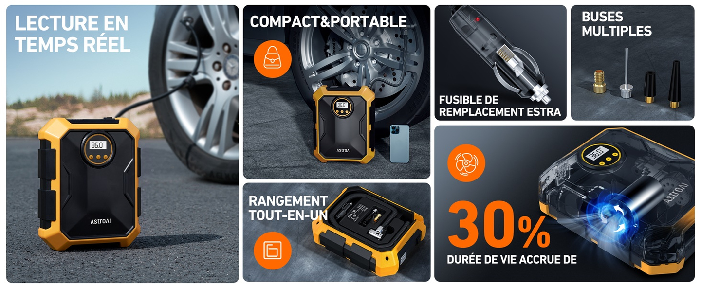 Compresseur d'air AstroAI Compresseur 12V DC