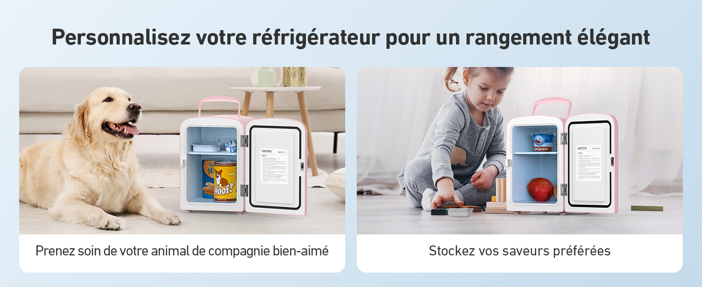 AstroAI Mini Frigo de Chambre, 4 litres / 6 Canettes 330ml  (Rose)