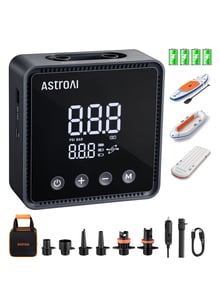 AstroAI P3 Electric Paddle Board Pump, 20PSI Rechargeable SUP Pump for Paddleboard with Battery & 12V DC, Dual Stage Inflation & Deflation and Auto-Off SUP Air Pump for Kayak, Tent, Boat
