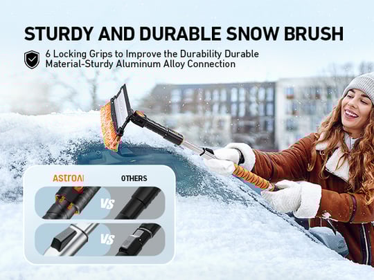 AstroAI 47.2 Inch Ice Scraper Extendable Car Snow Brush,Orange 