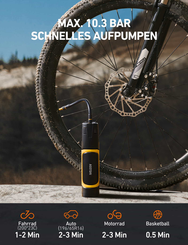 AstroAI Luftpumpe 150PSI mit 4500mAh Akku