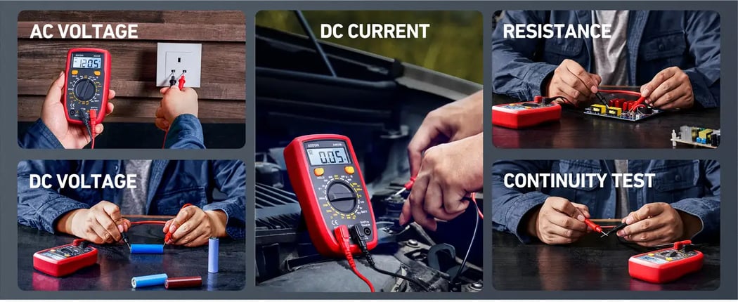 AstroAl Digital Multimeter 2000, Multimeter Tester with Volt Amp Ohm, Multi Meter Measures Voltage, Current, Resistance, Continuity and Diode, Backlight LCD Display, Black
