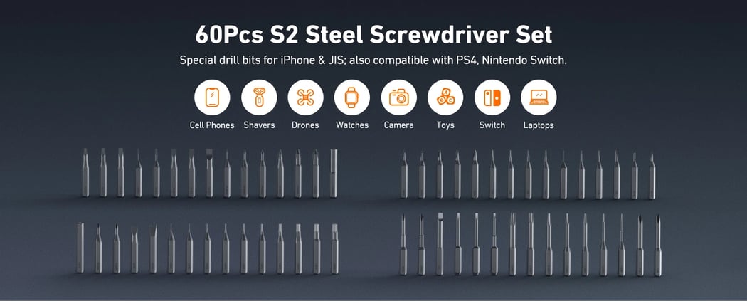 AstroAI 3.7V Electric Screwdriver, 63 in 1 Mini Electric Screwdriver Cordless Set with 60 Magnetic Bits