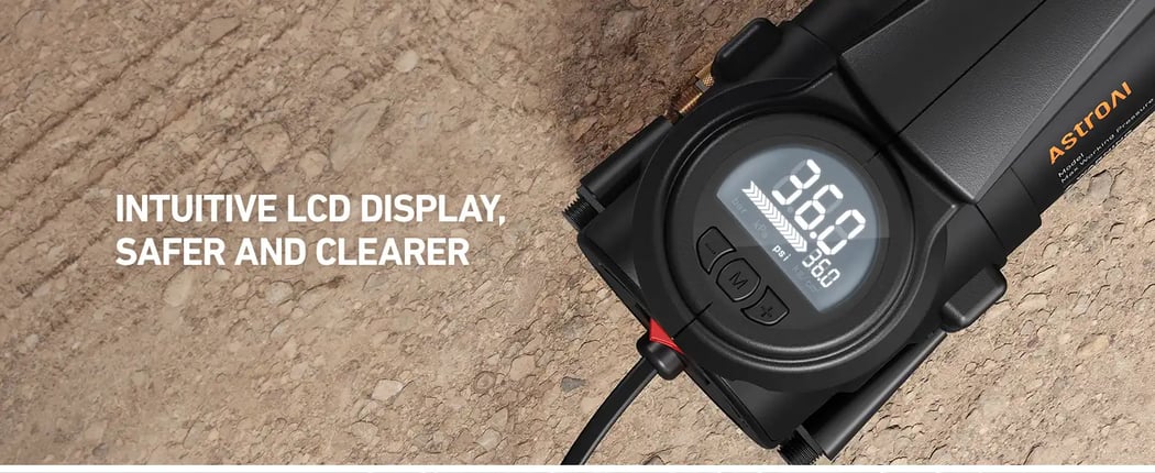 AstroAI T4 Truck Air Compressor with Auto Shutoff, Alligator Clips, LED Light for Off-Road, Pickup, SUV, RV (Up to 33 Inch Tires)