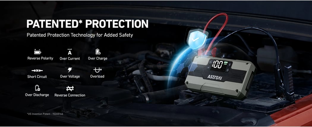 AstroAI T8 Car Battery Jump Starter 8-in-1 2500A, with 15200mAh QC 3.0 Power Bank, LED Screen, Cigarette Adapter, Jumper Cable for Up to 8.0L Gas & 5.0L Diesel Engines