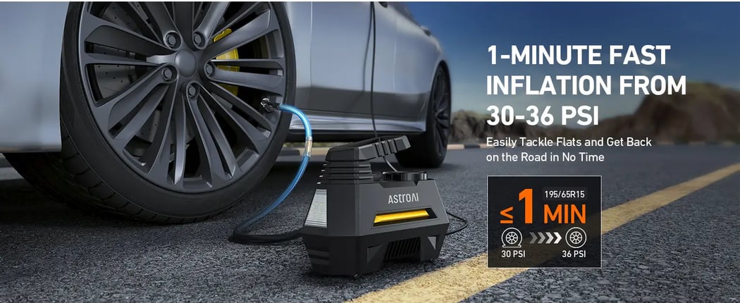 AstroAI 100 PSI, 12V DC,Tire Inflators,Canadian Tire Air Pumps, Yellow