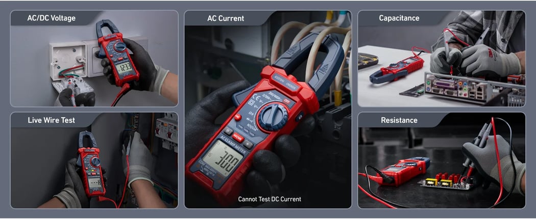 AstroAI Digital Clamp Meter 2000 Counts, Auto-ranging with AC/DC Voltage, AC Current, Resistance, Capacitance, Continuity, and More; Model CM2K0R