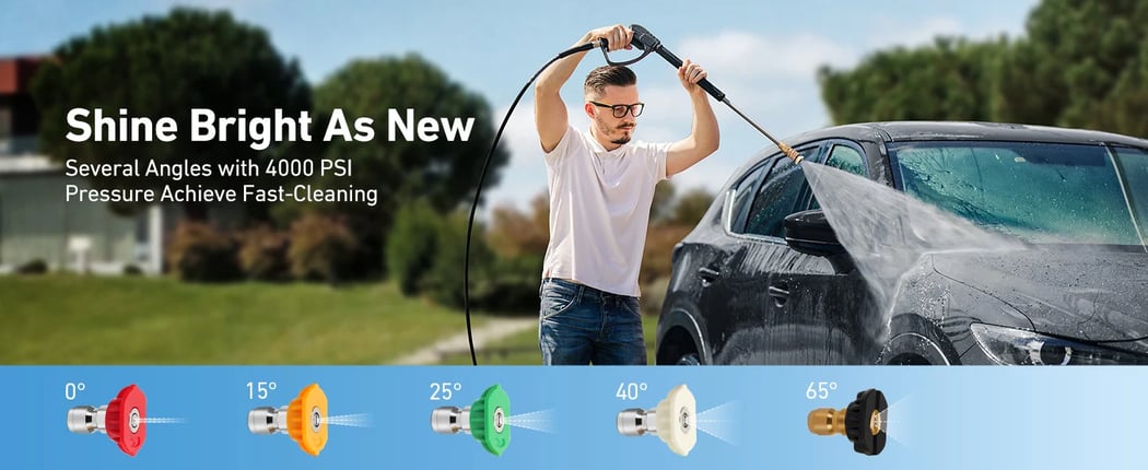 AstroAI Big Mouth Foam Cannon with 5 Pressure Washer Nozzle Tips 1 Liter Bottle