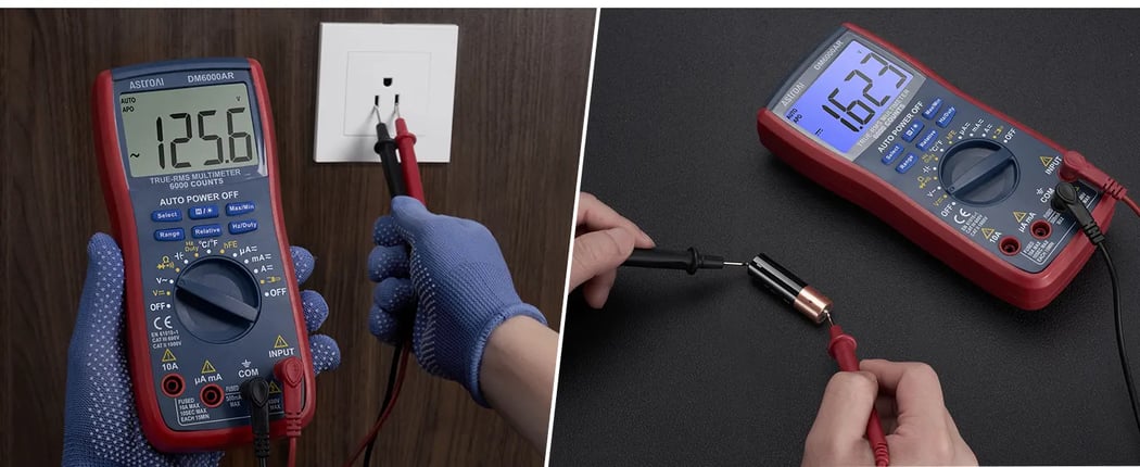 AstroAI DM6000AR Digital Multimeter 6000 Counts, Measures Voltage, Current, Resistance, Diodes, Continuity, Duty-Cycle Capacitance, Temperature, and More