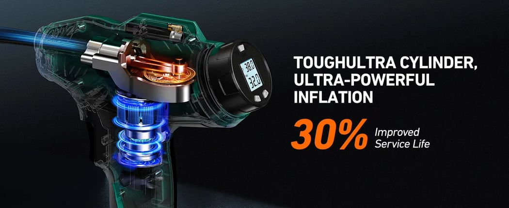 AstroAI 20V Rechargeable Battery Powered Air Compressor with 12V Car Power Adapter & Digital Pressure Gauge for Cars, Motorcycles, 160PSI, Green