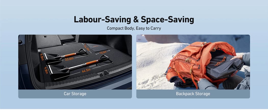 AstroAI Lightweight Snow Shovel for Car, Extendable Snow Shovel with Thickened Aluminum Handle and Blade, Portable and Multifunctional