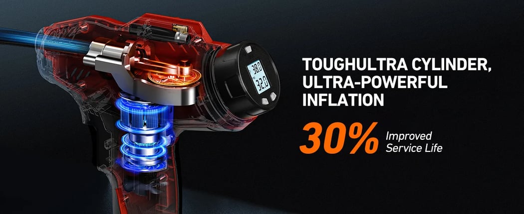 AstroAI 20V Rechargeable Battery Powered High-Speed Air Compressors​ with 12V Car Power Adapter for Cars, Red