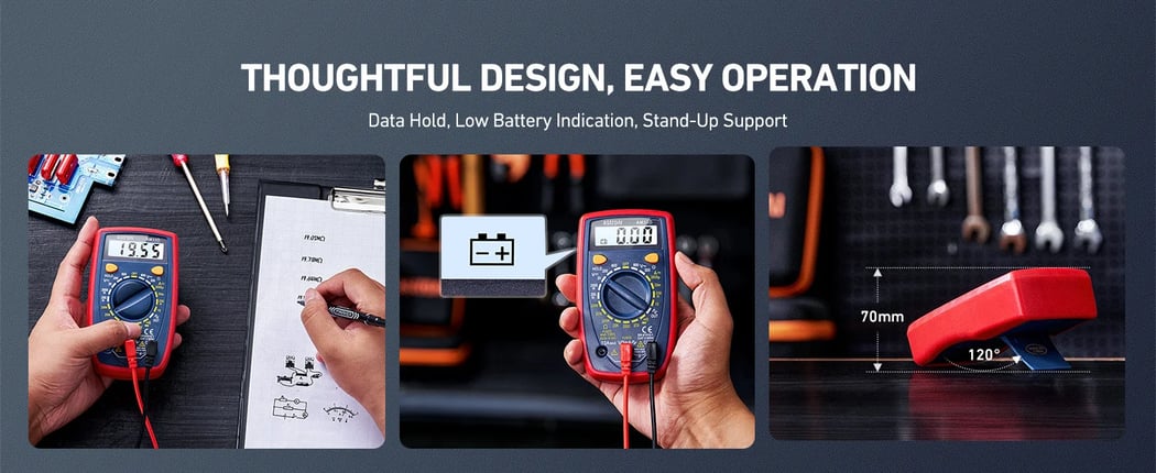 AstroAI Digital Multimeter 2000, Multimeter Tester with Volt Amp Ohm, Multi Meter Measures Voltage, Current, Resistance, Continuity and Diode, Backlight LCD Display, Blue