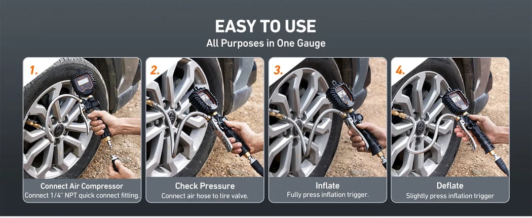 AstroAI 250 PSI Digital Tire Inflator with Pressure Gauge, Model TIG250B