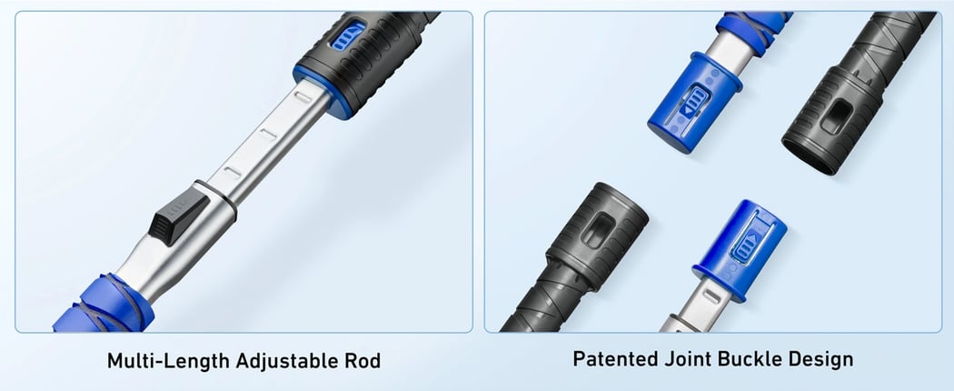 AstroAI 47.2 Inch Ice Scraper Extendable Car Snow Brush, Blue with 360° Pivoting Brush Head