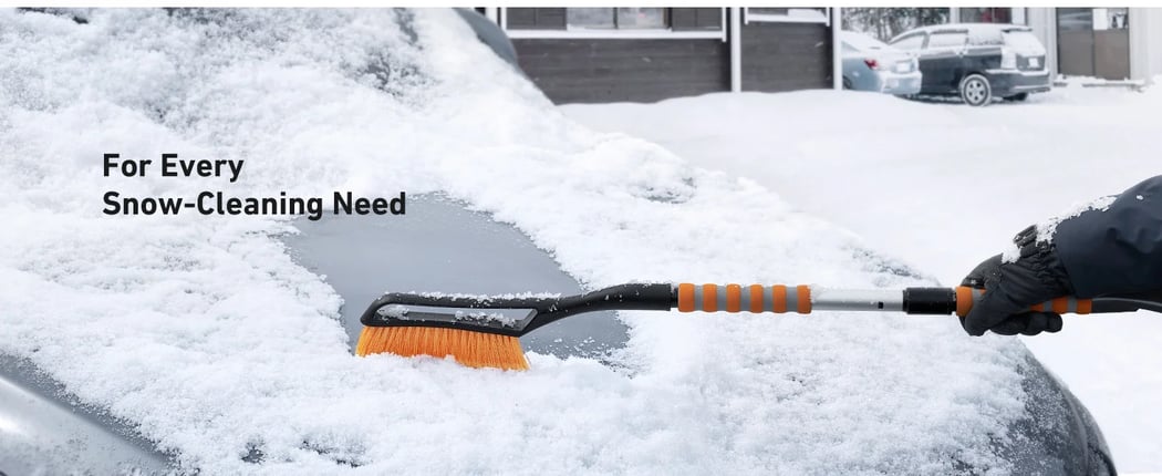 AstroAI 40 Inch Snow Brush and Detachable Ice Scraper (Orange)