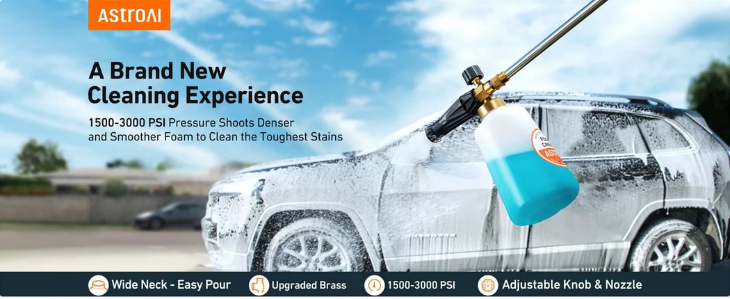 AstroAI Metal Neck Foam Cannon, 1.5L Bottle