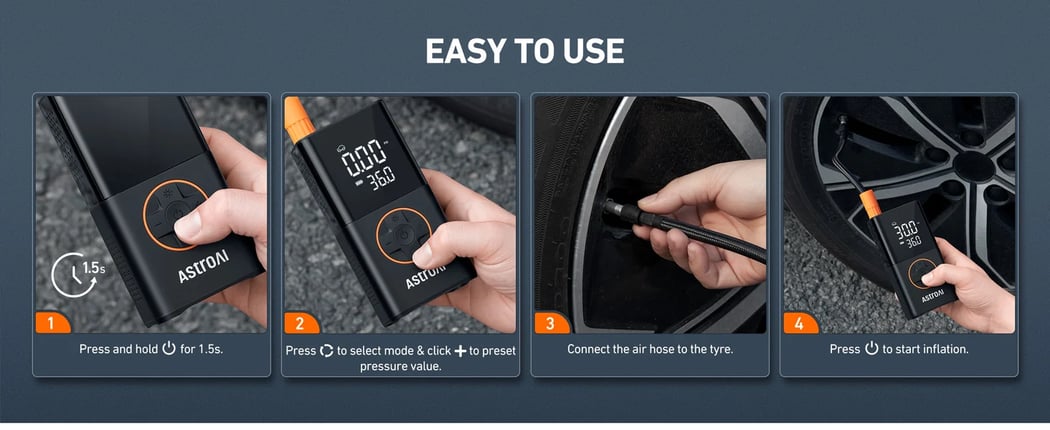 AstroAI L7 Tyre Inflator Cordless Air Compressor, Portable Electric Bike Pump 150 PSI