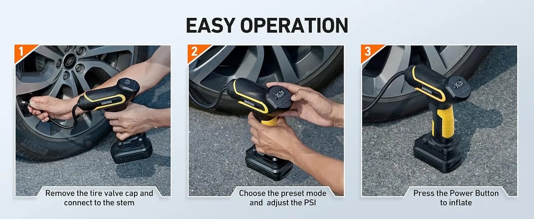 AstroAI Tire Inflator Air Compressor Cordless Car Tire Pump 20V 150 PSI