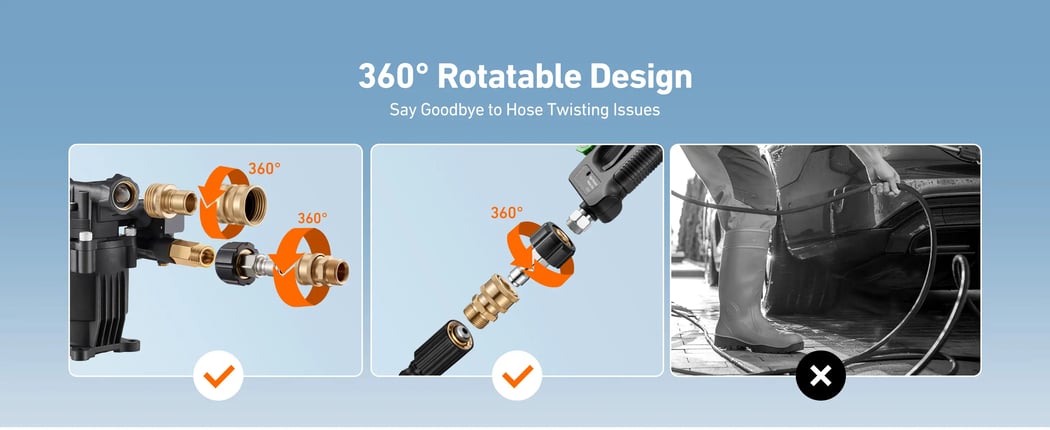 AstroAI Pressure Washer Quick Disconnect Kit: M22 Swivel, 3/8'' & 3/4" Quick Connect Adapters for Enhanced Flexibility
