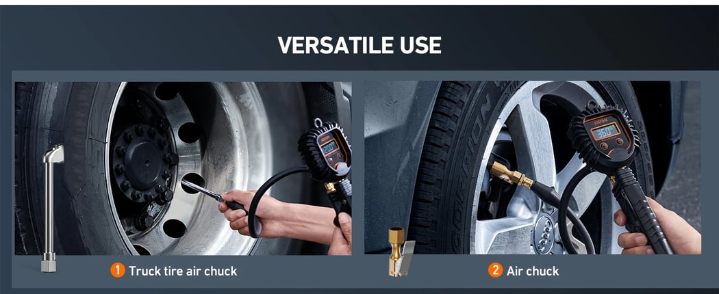 AstroAI Digital Tire Inflator with Pressure Gauge, Air Chuck and Compressor Accessories for Bicycle/Truck/SUV/Motorcycle/RV, 250 PSI, Orange