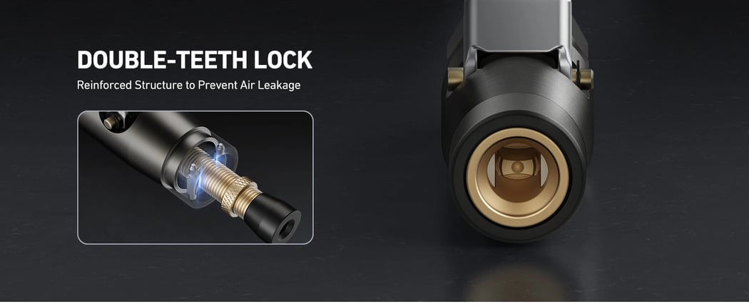 AstroAI Air Chuck, No Air Leakage Double Teeth Lock on Tire Chuck Open Flow
