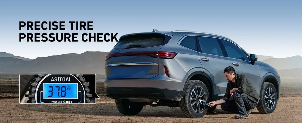 AstroAI Digital Tire Pressure Gauge with Inflator and Quick Connect Coupler for Cars and Bicycles, 0.1 Display Resolution, 250 PSI, 1 pack, Model ‎250PSI-M