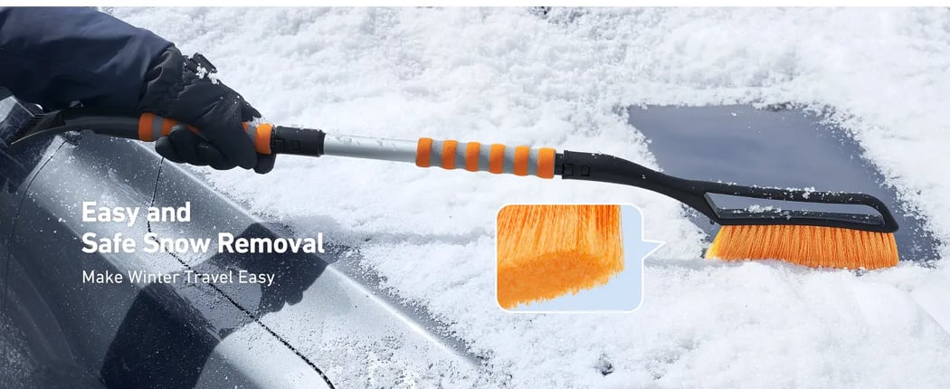AstroAI 40 Inch Snow Brush and Detachable Ice Scraper (Orange)