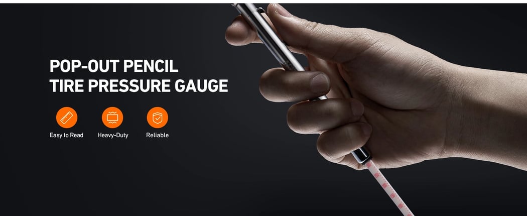 AstroAI Pencil Tire Pressure Gauge with Stainless Steel Body, and Metal Made Nozzle 3 Measurements for Cars, Bikes, Vehicles, 75 PSI, 2 Pack