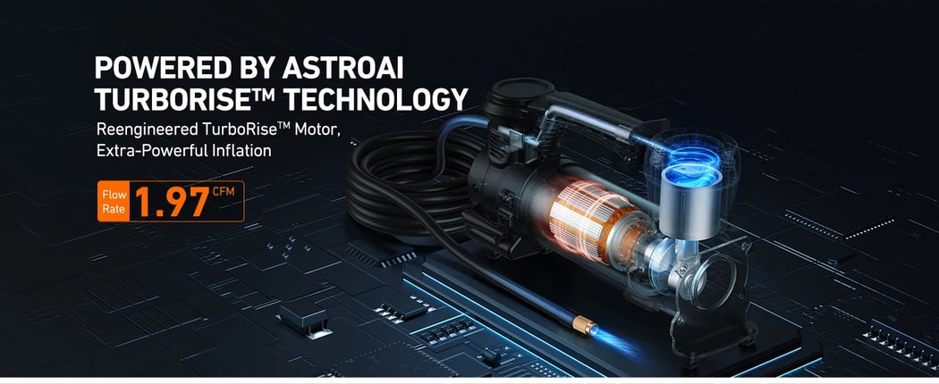 AstroAI T3 Off Road Heavy Duty Air Compressor for Car Tires, 12V DC Integrated Metal Structure 160PSI with LED Light for Cars, Bicycles, Motorcycles