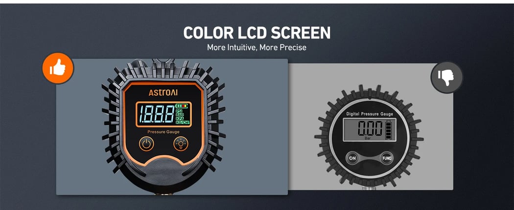 AstroAI Digital Tire Inflator with Pressure Gauge, Air Chuck and Compressor Accessories for Bicycle/Truck/SUV/Motorcycle/RV, 250 PSI, Orange