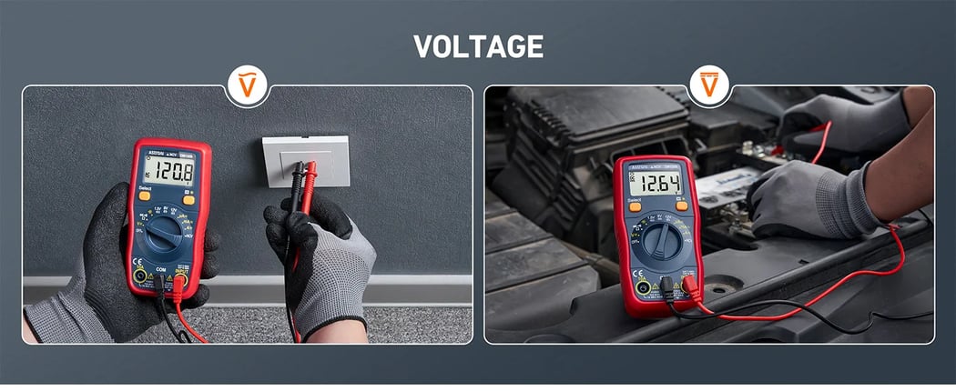 AstroAI DMM with Non-Contact Voltage Function, Measures Voltage, Current, Amp, Resistance, Capacitance and 1.5V/9V/12V Battery, Model DM130B