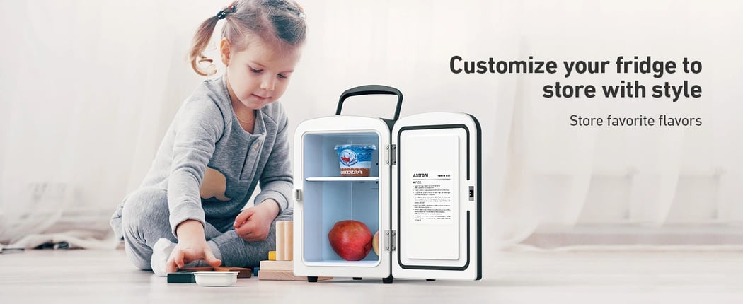 AstroAI 4 Liter/6 Can, AC/DC, Portable Mini Fridge, Skincare Fridge,Black