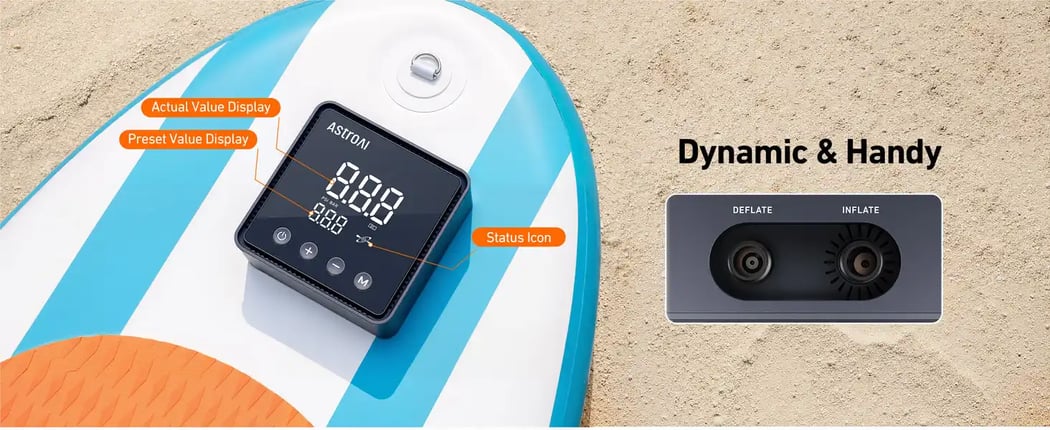 AstroAI P2 Paddle Board Pump Electric Portable,SUP Pump for Paddleboard, 20PSI Air Compressor with Auto-Off, Deflation Function and 12V DC Car Connector for Inflatables, Kayaks and Boats