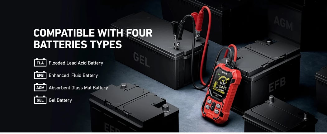 AstroAI Car Battery Tester, 12V/24V Digital Automotive Meter Diagnostic Tool,100-2000 CCA Load Capacity, for Truck, RV, Marine Vehicle, and More