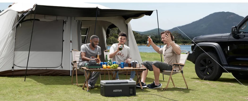 AstroAI 12 Volt Car Refrigerator (-4℉~68℉, 15L/16 Quart) with 12/24V DC & 110V AC for Car, RV, Truck, Van, Boat