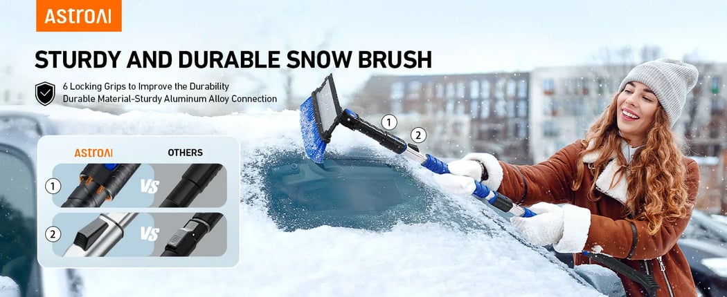 AstroAI 62.4 Inch Ice Scraper and Snow Brush (Blue)