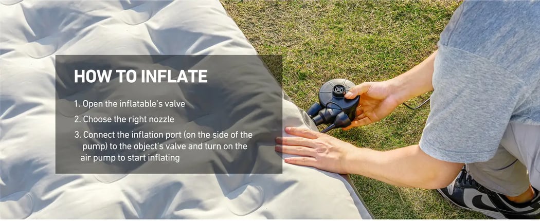 AstroAI Small Air Pump with 3 Nozzles for Air Beds, Inflatables, Balls, Pool, 120V, AC/DC